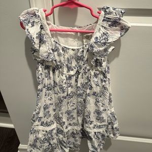 Cynthia Rowley White and Blue Floral Kids Dress